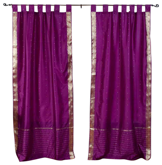 Violet Red Tab Top Sheer Sari Curtain D And Panel Pair Violet Red Tab Top Sheer Sari Curtain D And Panel 43x63 Pair
