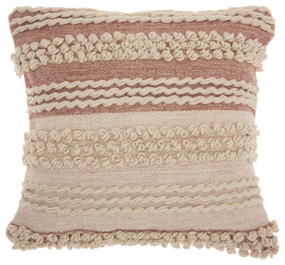 Mina Victory Life Styles Texture Stripes Blush Throw Pillow, Blush