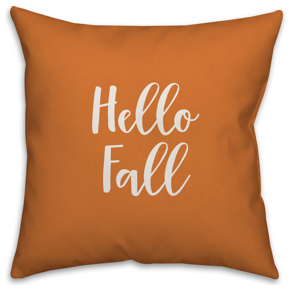 Hello Fall in Orange 18x18 Throw Pillow Cover