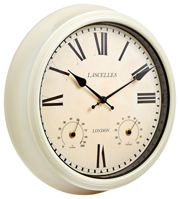 Lascelles London Cream Metal Outdoor Clock Traditional Wall Clocks