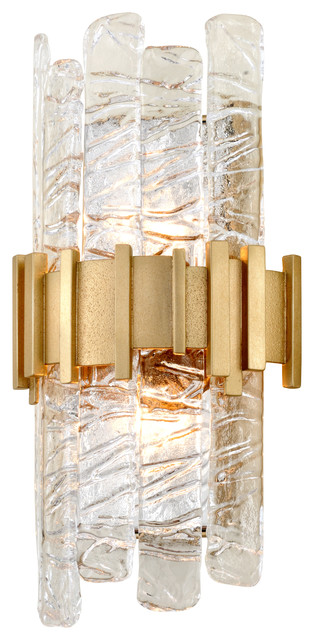 Ciro Wall Sconce, Silver Leaf with Polished Stainless Accents, Clear Shade