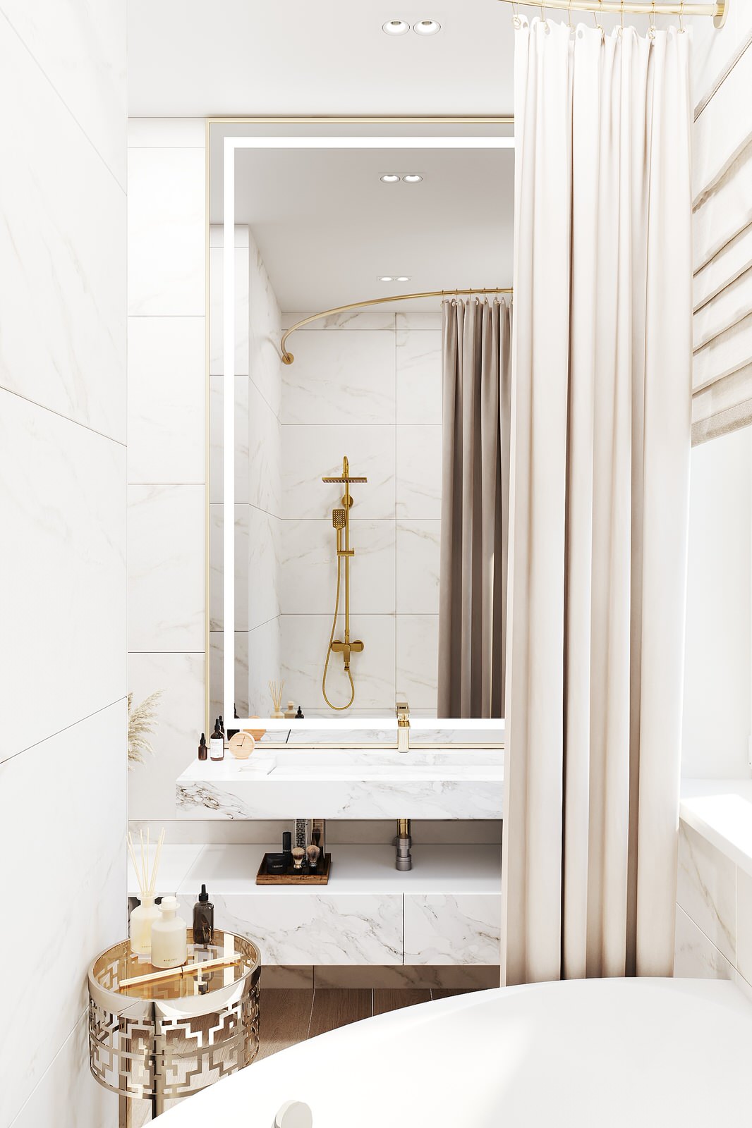 Раковина с зеркалом в ванной комнате