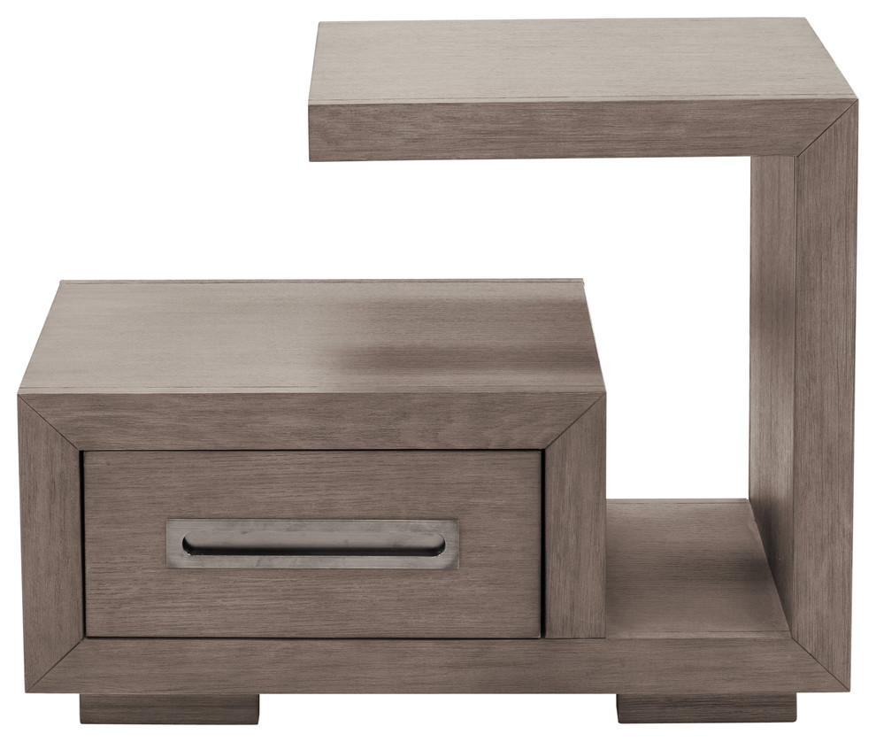 Modern 1 Drawer Cantilever Nightstand Natural Taupe Transitional Nightstands And Bedside Tables By Homefare