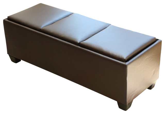 Tribeca Ottoman With 3 Tray Tops Brown Transitional Accent