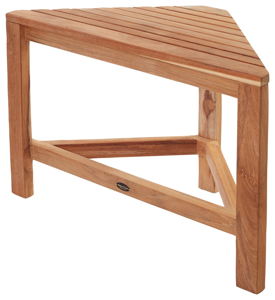 Teak Corner Shower Bench RAY 24" (60 cm) Traditional Shower Benches
