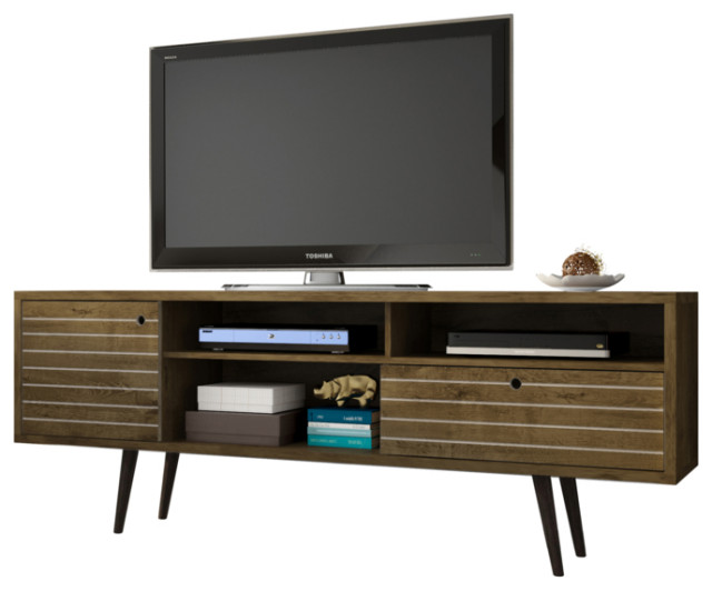 70 86 In Mid Century Modern Tv Stand W 4 Shelving Spaces 1 Drawer Midcentury Entertainment Centers And Tv Stands By Manhattan Comfort