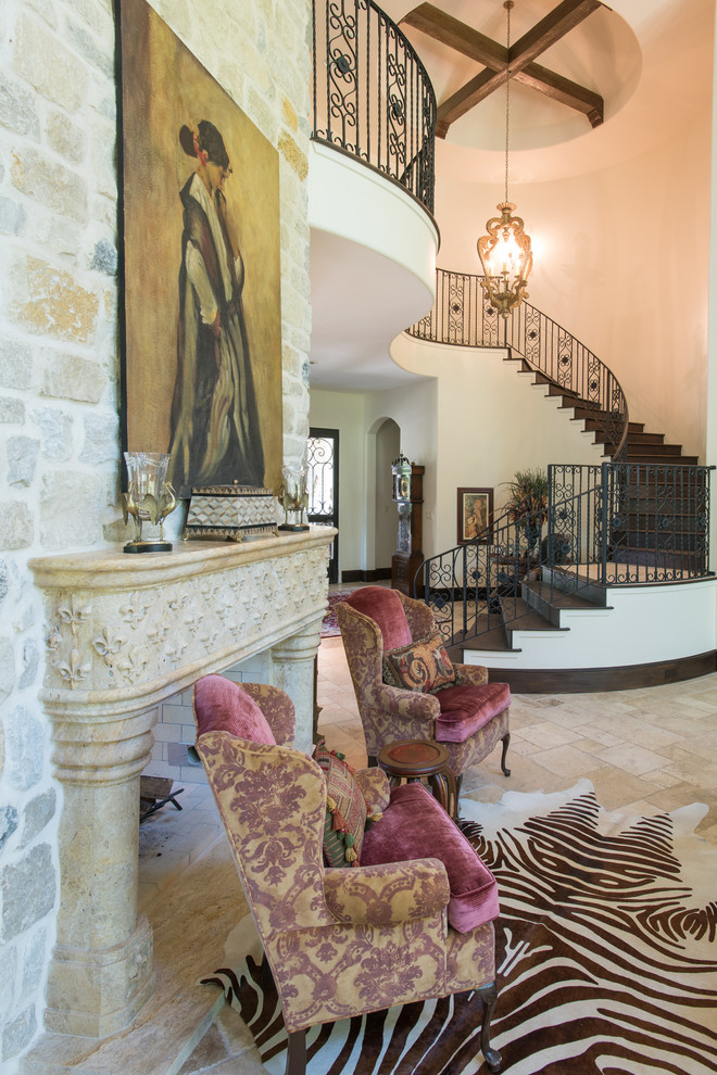 Inspiration for a mediterranean family room in Houston.