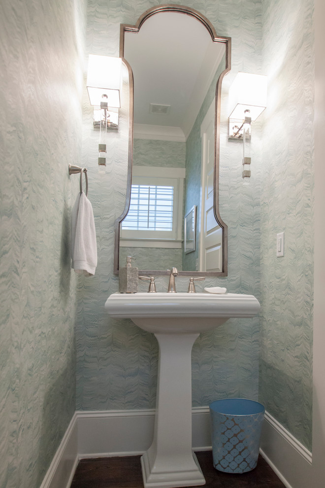 This is an example of a transitional powder room in Charlotte.