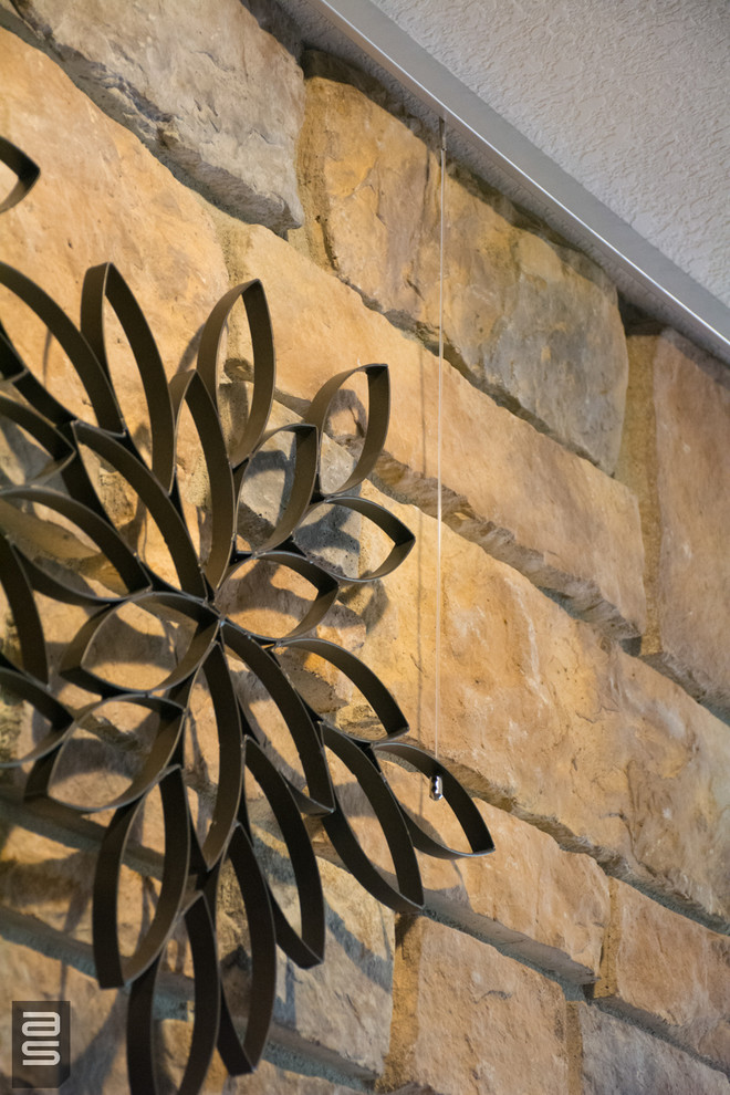 How To Hang Art on Stone Fireplace Burlington by AS Hanging Display Systems Houzz