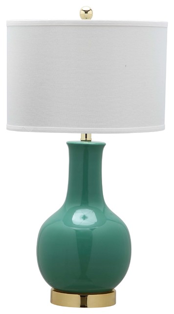 Safavieh White Ceramic Paris Lamp, Emerald