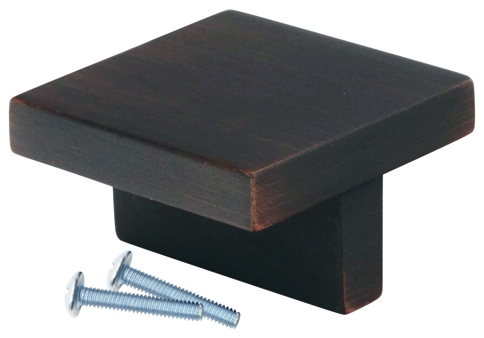 2 Pack Modern Square T Style Brushed Oil-Rubbed Bronze Cabinet Knob 1-21/32"
