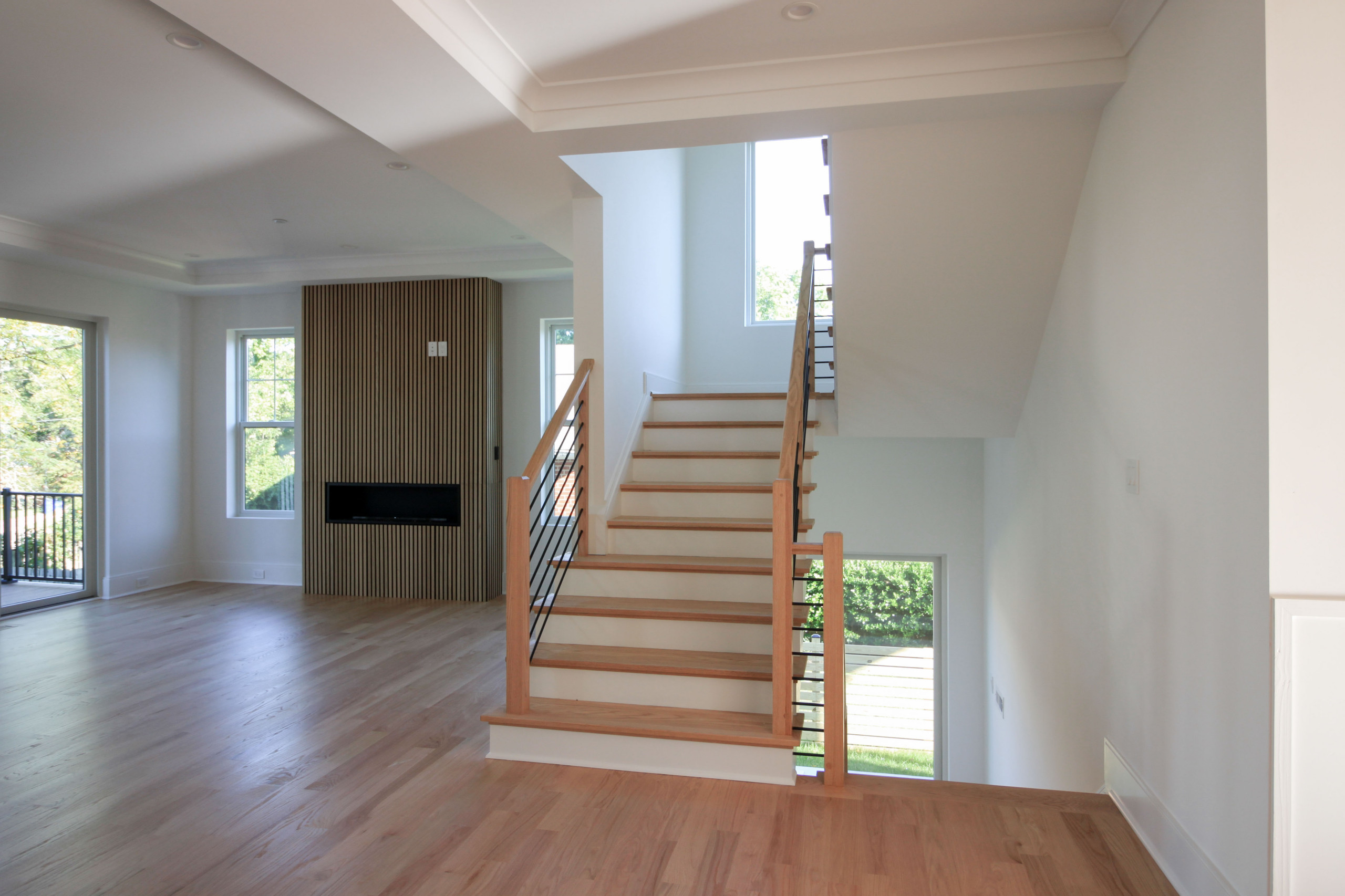 94_Neutral Color Floating Staircase with Metal Balusters, Bethesda MD 20817