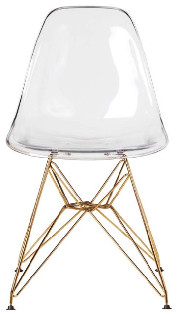 Eiffel Style Clear Chair with GOLD legs