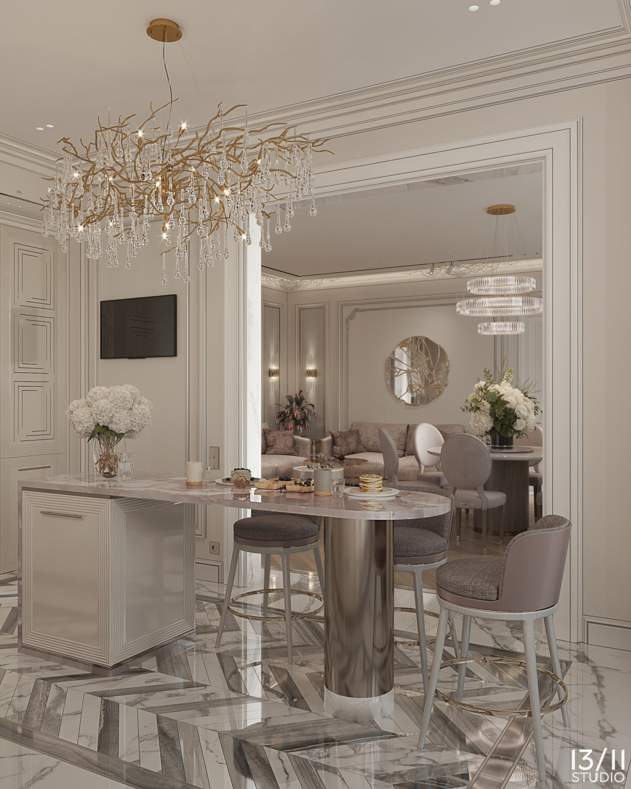 Трехкомнатная квартира в современной классике