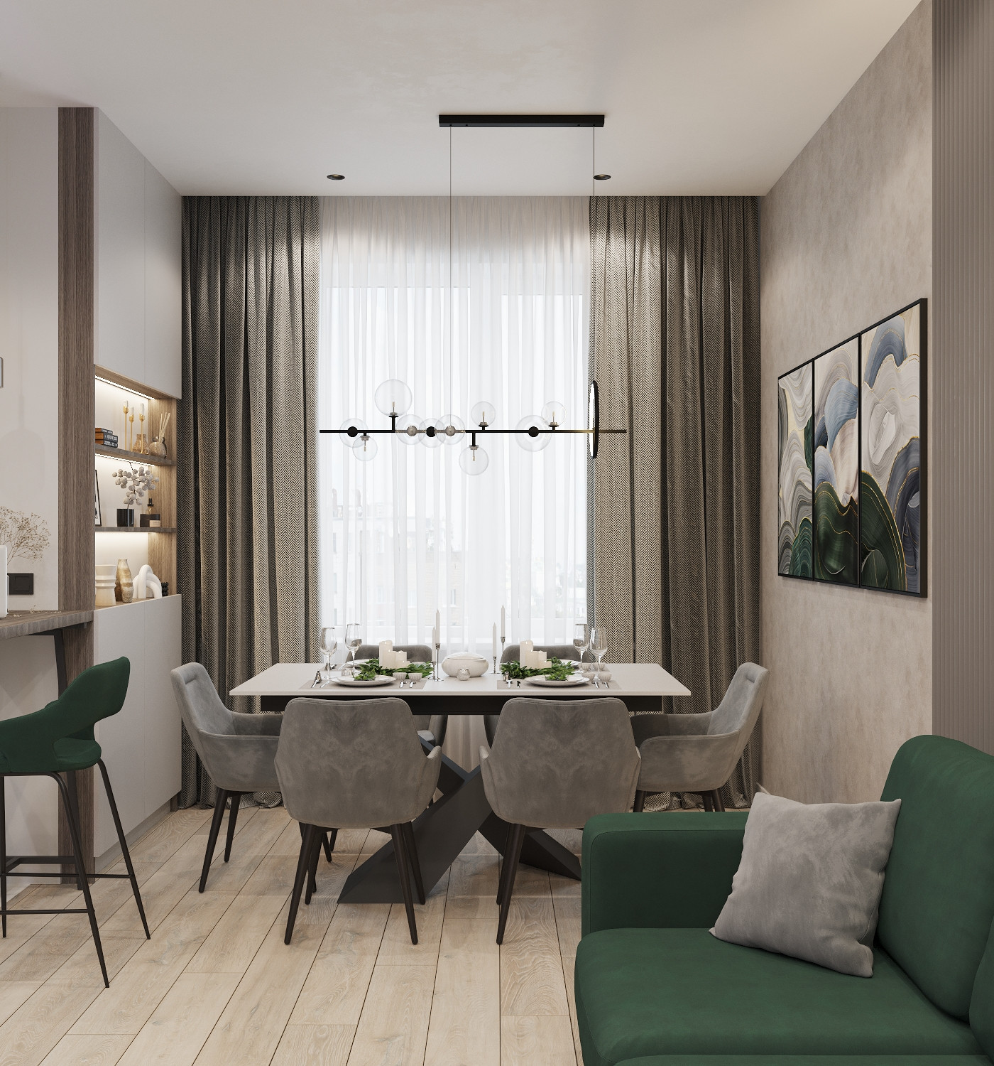 Современная кухня-столовая ЖК Аристократ