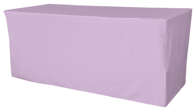 LA Linen Polyester Poplin Fitted Tablecloth 96"x30"x30", Lilac