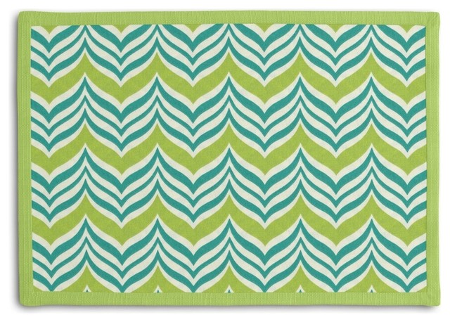 Green and Teal Waves Placemat, Set of 4