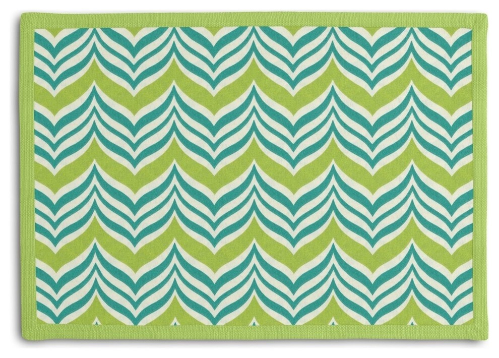 Green and Teal Waves Placemat, Set of 4
