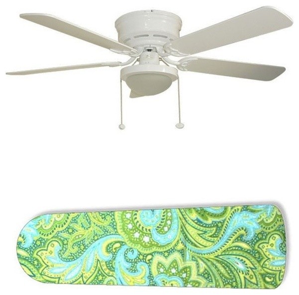 Seaside Green And Blue Paisley 52 Ceiling Fan With Lamp Seaside Green And Blue Paisley 52 Ceiling Fan With Lamp Contemporary Fans By 888 Cool