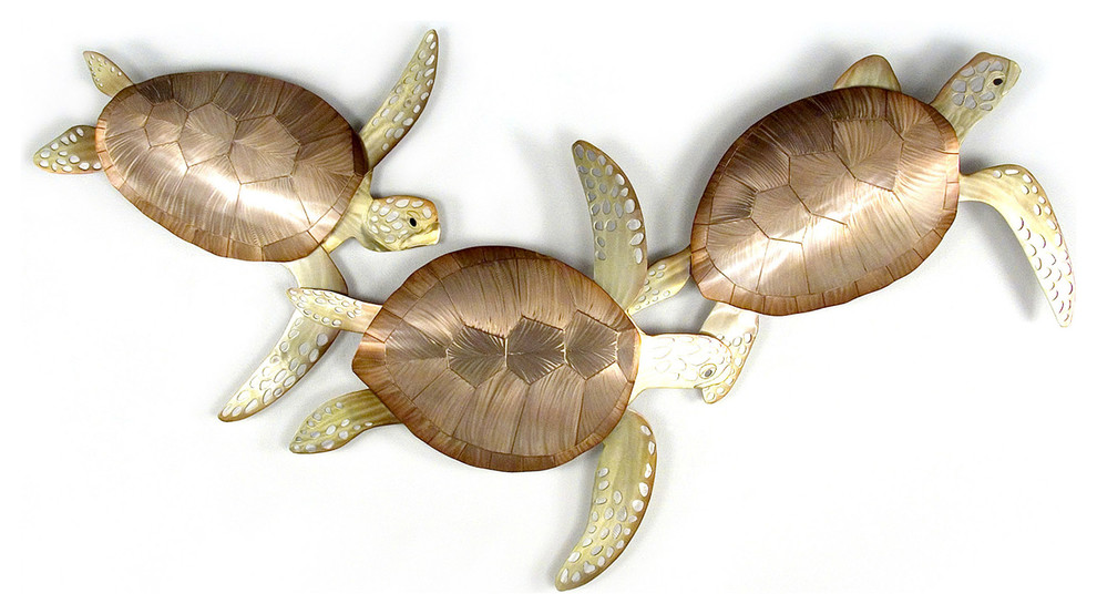 Coastal Home Decor Sea Turtle Frolic Metal Beach Sea Turtles Wall Art Beach Style Metal Wall Art By Copper Art