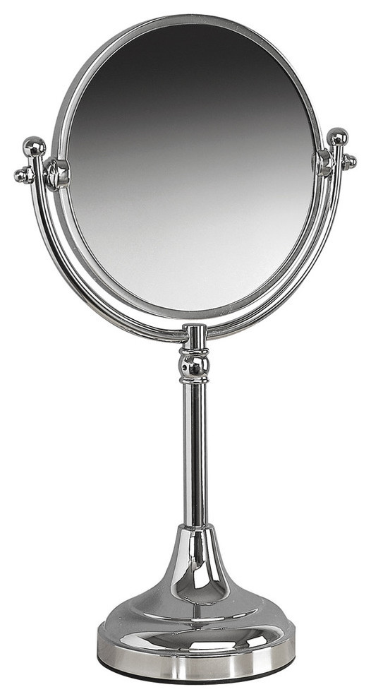 Classic Free Standing With 3-Times Magnification Mirror, Satin Nickel