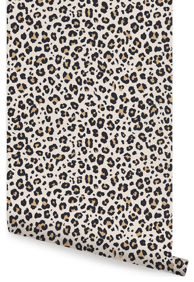 Animal Print Leopard Peel and Stick Wallpaper Contemporary