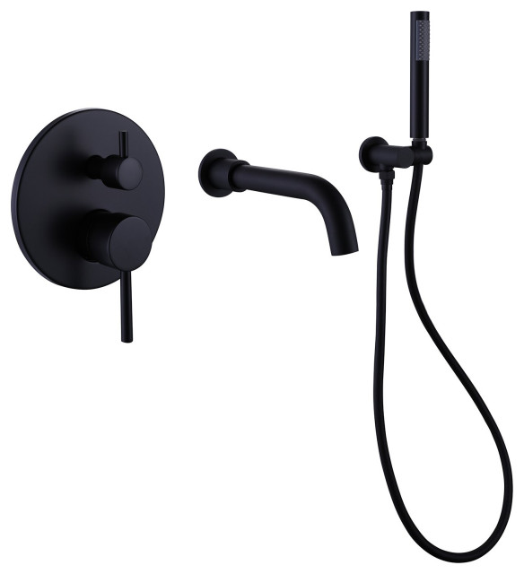 Wall Mount Tub Faucet with Handheld Shower Contemporary Tub And