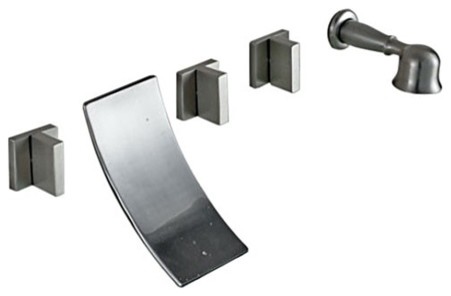 Brushed Nickel Finish Triple Handle Wall Mount Waterfall Bathtub Handle Wall Mount Waterfall Bathtub