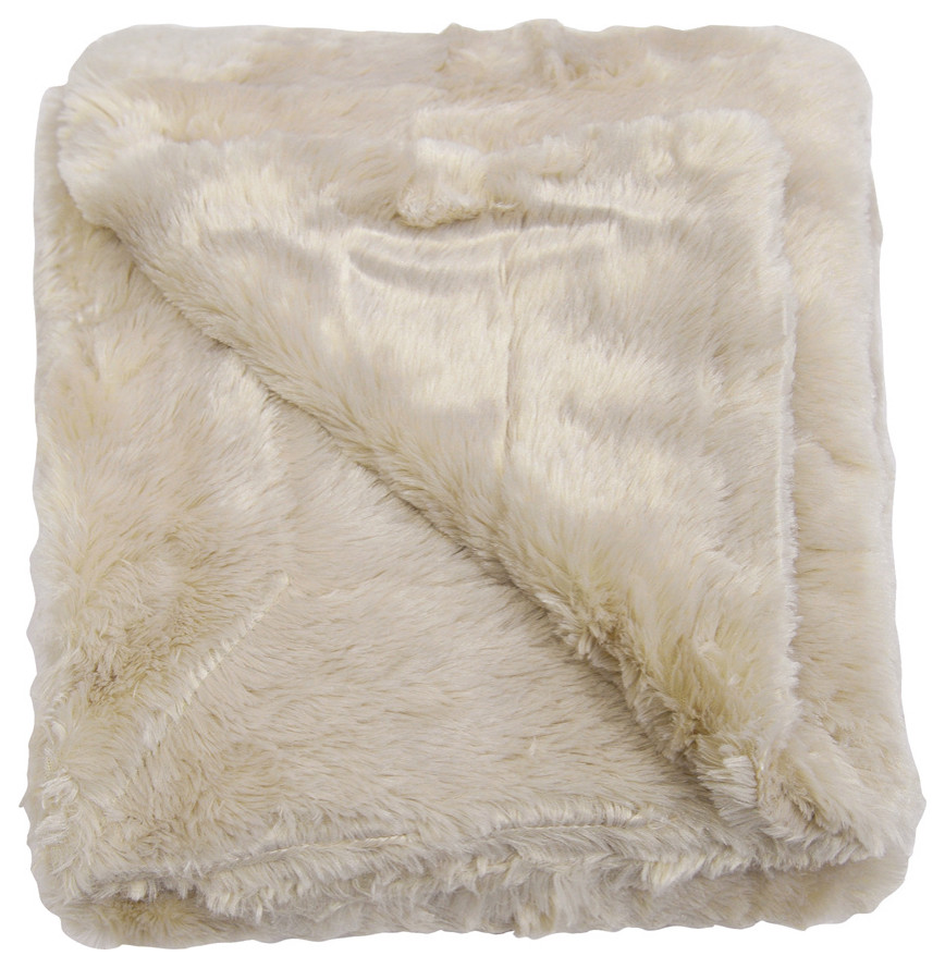 Double Sided Over-Sized Faux Fur Throw Blanket, Oatmeal, 50''x70''