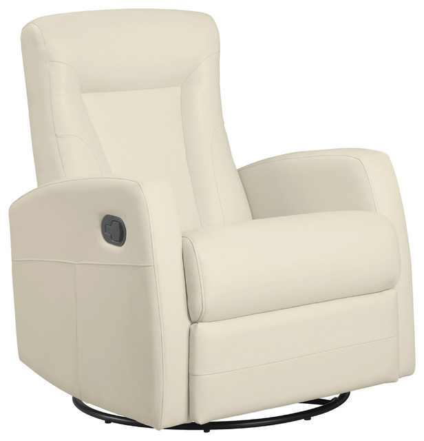 Recliner, Swivel Rocker and Ivory Bonded Leather Transitional
