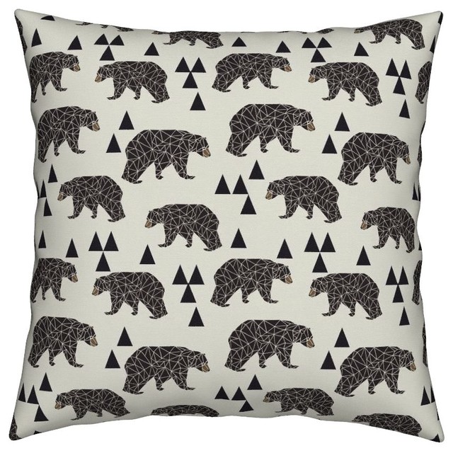 Bear Geometric Triangle Boys Nursery Throw Pillow Rustic