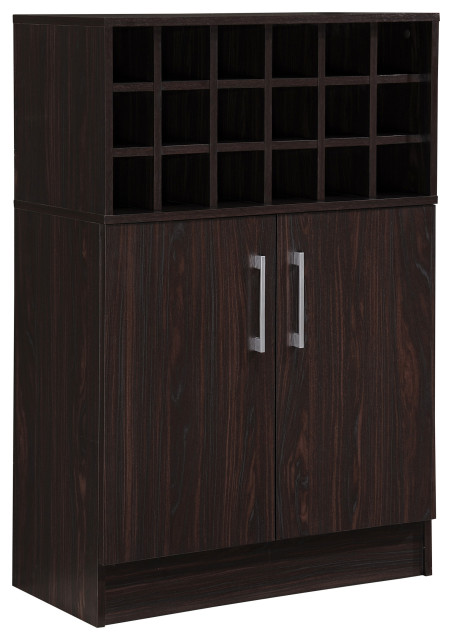 GDF Studio Ridgecrest Mid Century Sonoma Faux Wood Wine and Bar Cabinet, Wenge