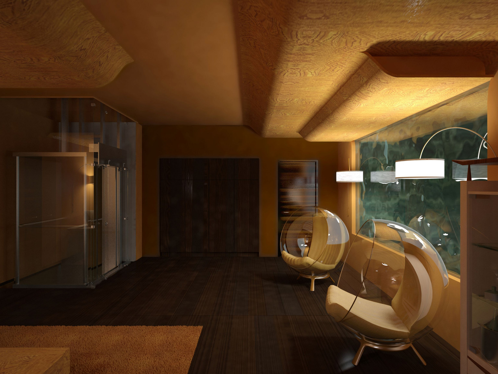 House in a pine forest - the 3D view