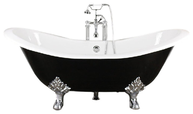 the croxden 73" cast iron double slipper tub with drain