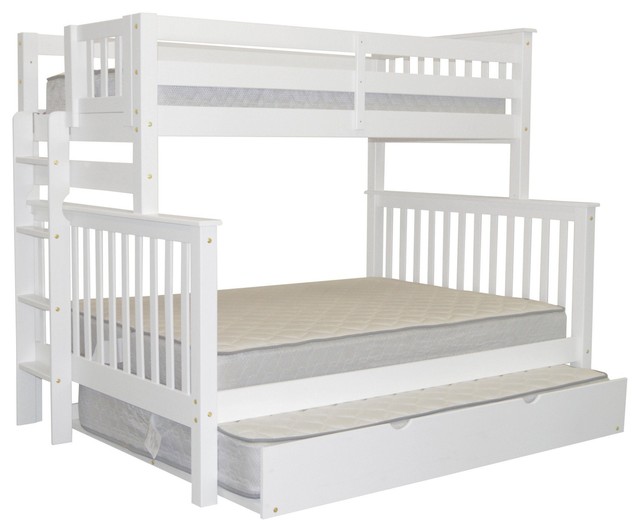 Bedz King Bunk Beds Twin Over Full With End Ladder and Full Trundle