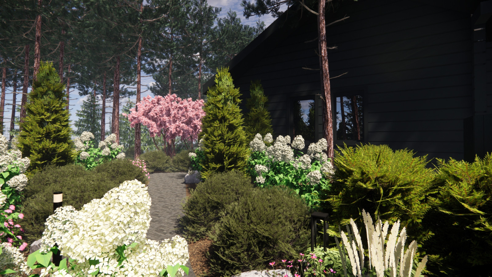 Проход к главному входу в дом от беседки