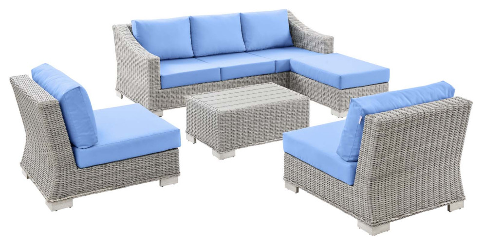 Conway 5Piece Outdoor Patio Wicker Rattan Furniture Set Tropical