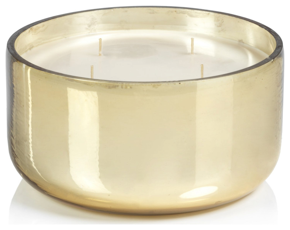 Siberian Fir 6" Diameter Scented Jar Candle, Gold Candles by Zodax Houzz