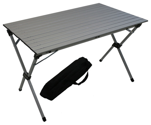 Large Aluminum Portable Table In A Bag Brown Contemporary Large Aluminum Portable Table In A Bag Brown Silver