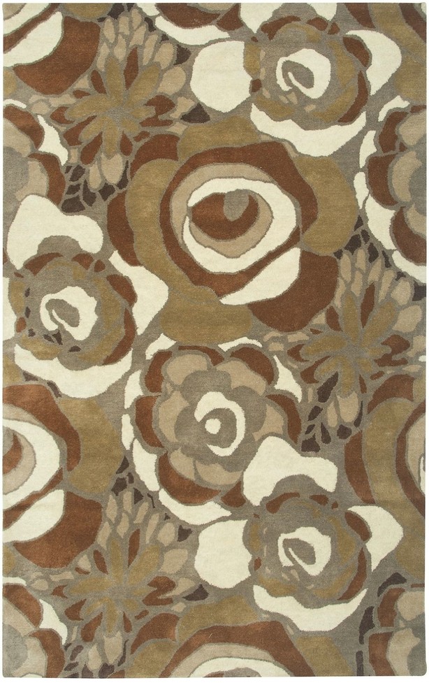 Country & Floral Floral Area Rug, Rectangle, Brown, 2'x3'
