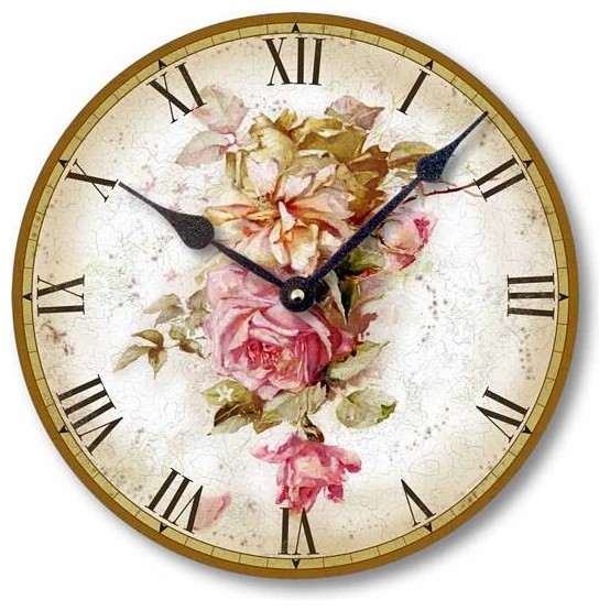VintageStyle Pink Roses Clock French Country Wall Clocks by Fairy Freckles Studios Houzz