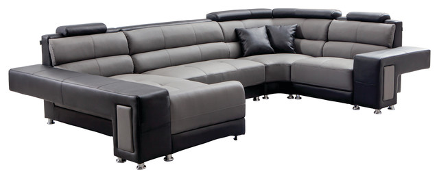 Gray And Black Leather Modern Sectional Contemporary Gray And Black Leather Modern Sectional