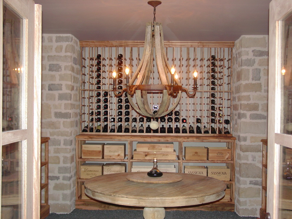 Elegant Tuscan Wine Tasting Room and Custom Wine Cellar - Mediterranean ...