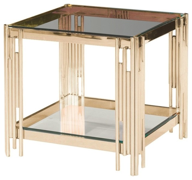 Sagebrook Home 2Tier Gold/Glass Accent Table Contemporary Side