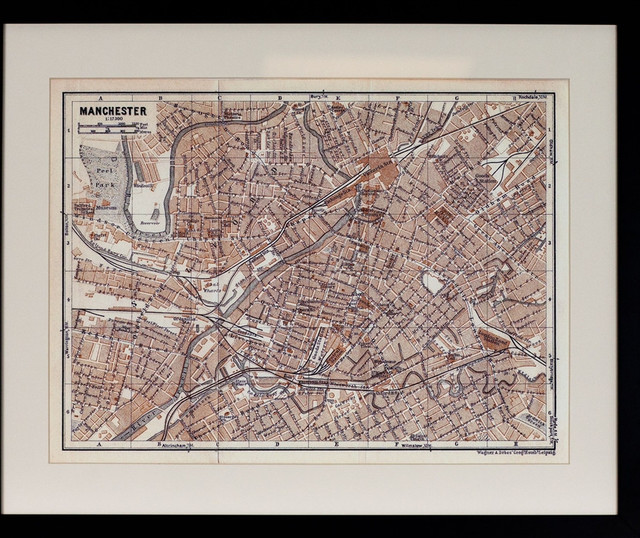 Vintage Reproduction Map of Manchester UK