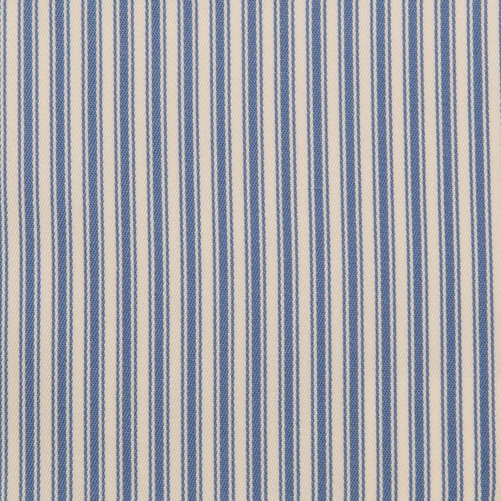 Stonewashed Denim Blue Beige Stripe Woven Outdoor Performance Upholstery Fabric