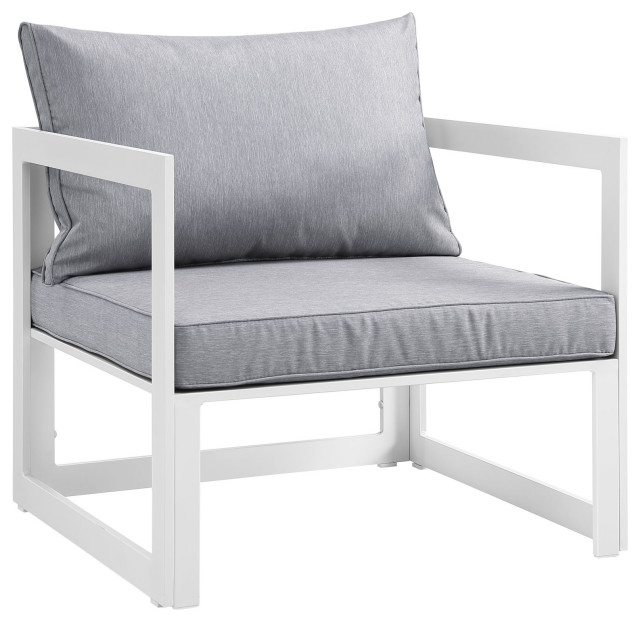Fortuna Outdoor Aluminum Armchair, White Gray