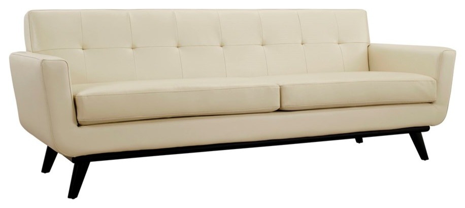 Modway Furniture Engage Bonded Leather Sofa, Beige
