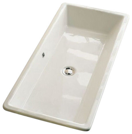 Nameeks Scarabeo Rectangular Ceramic Self Rimming Sink, No Faucet Holes ...