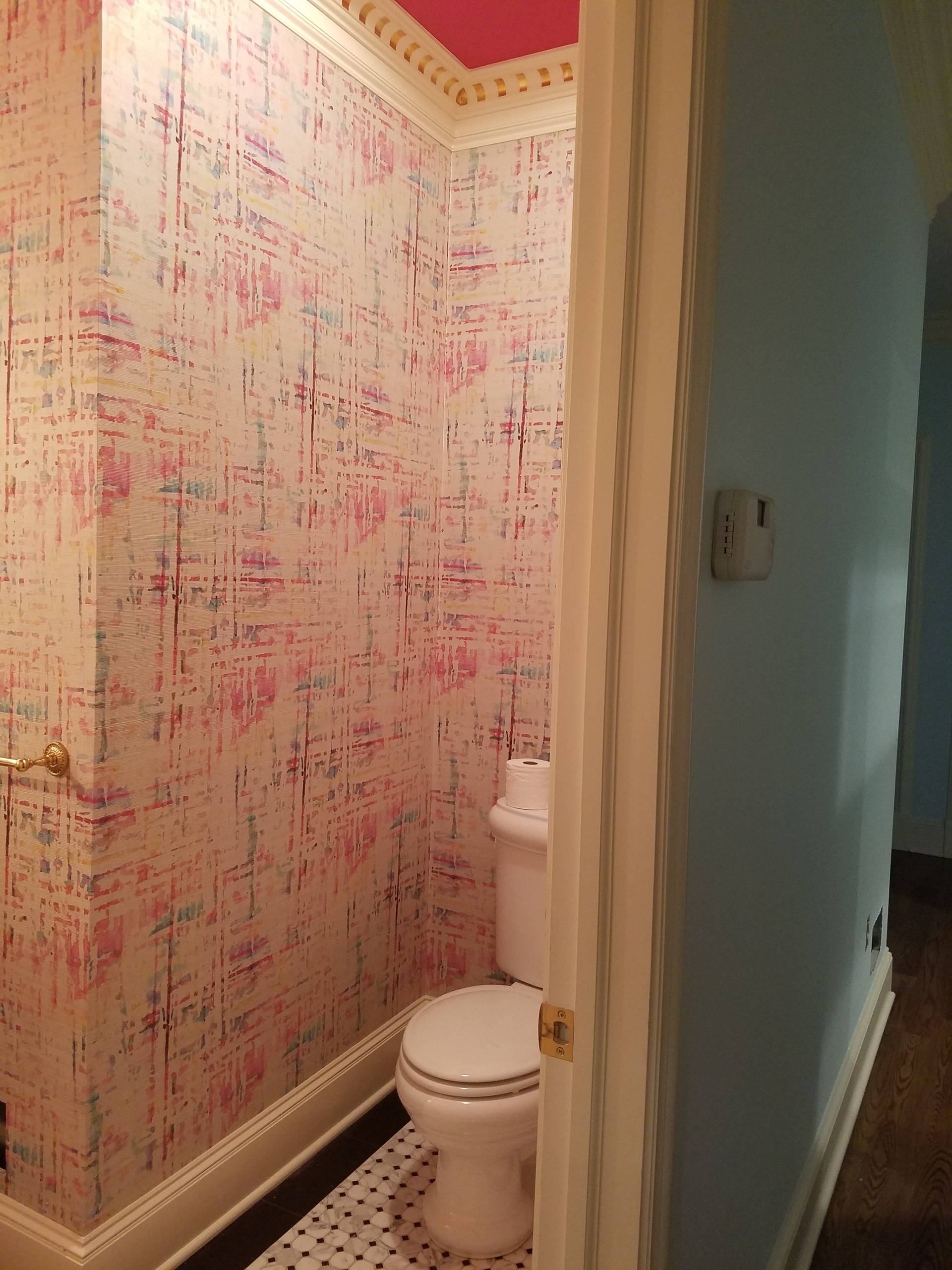 Grasscloth Install: Printed grasscloth in Powder Room